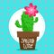 Card background with blooming cactus