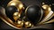 Card black gold ballons copy space elegant modern