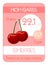 Card of carbohydrates and sugar in fruits. High level. Cherry.
