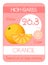 Card of carbohydrates and sugar in fruits. High level. Orange.