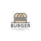 Card Cartoon Outline Logo of Fast Food Shop, Urban Place, Burrito, Burger, Sandwich or Hot Dog Bar, Grill House