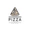 Card Cartoon Outline Logo of Fast Food Shop, Urban Place, Pizza, Pasta, Grill House