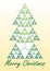 Card with christmas tree composed of fractal element Sierpinski triangle