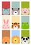 Card with Cute hand drawn animals characters collection set. Cartoon zoo animals hare, tiger, frog, fox, lion, panda, cat, bear,