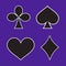 Card deck symbol. Poker play. Heart, spade, diamond and club.