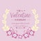 Card decor happy valentine beautiful with unique of pink and white wreath frame. Vector