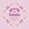 Card design happy valentine beautiful, with pink wreath frame and leaf white seamless. Vector