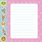 Card design with Kawaii leopard, wolf, giraffe, fox, zebra, lion, blue lilac pink pastel colors polka dot lined page notebook,
