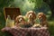 Card for dog friendly picnic with happy puppies