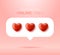 Card or Flyer Valentine realistic red heart Like counter, comment follower and notification symbol vector illustration