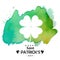 Card with four leaf clover on watercolor background  vector illustration