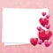 Card greeting pink hearts gloss empty