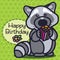 Card. Happy Birthday. raccoon