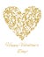 Card - Happy Valentines day! Heart created of flowers with gold glitter