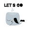 Card with lettering lets go with whale in scandinavian style. Vector illustration