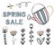 Card with lettering spring sale. Handwritten illustration