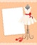 Card with a mannequin, dress and shoes