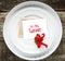 Card with Message With Love on White Plates