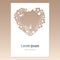 Card with openwork heart with flowers and space for text. Laser cutting template for greeting cards.