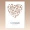 Card with openwork heart with leaves pattern and space for text.