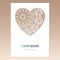 Card with openwork heart with mandala pattern and space for text