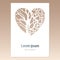Card with openwork heart with tree and two birds and space for t