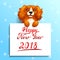 Card red Cocker Spaniel and banner