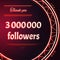Card with red neon text Thank you three millions 3000000 followers