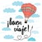 Card with text happy journey in spanish language decorated hot air balloon