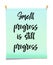 Card with text small progress is still progress. Inspiration message, business concept