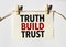 Card with text truth build trust . Diagram and white background