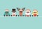Card Tree Snowman Reindeer Santa And Angel With Sunglasses Turquoise