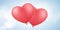 Card for Valentines day. Flying red balloons of the heart. Romantic composition. Love brochure. Glare bokeh. Vector