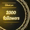 Card with yellow neon text Thank you two thousand 2000 followers