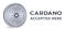 Cardano. Accepted sign emblem. Crypto currency. Silver coin with Cardano symbol isolated on white background. 3D isometric Physica
