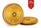 Cardano. Crypto currency. 3D isometric Physical coins. Digital currency. Golden coins with Cardano symbol isolated on white backgr