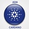 Cardano cryptocurrency blockchain icon. Virtual electronic, internet money or cryptocoin symbol, logo