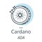 Cardano cryptocurrency coin line, icon of virtual currency