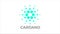 Cardano Symbol blockchain cryptocurrency. Cardano cryptocurrency market. Abstract symbol Cardano with color dots