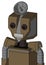 Cardboard Automaton With Mechanical Head And Teeth Mouth And Red Eyed And Radar Dish Hat