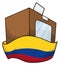 Cardboard ballot box with vote, wrapped with Colombia`s flag, Vector illustration