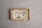 Cardboard box with american money. Banknotes in a small gift cardboard box