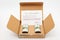 Cardboard box containing 2 green juices called KENKODOJO from the Japanese company Sunstar campaign