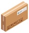 Cardboard box isometric icon. Fragile cargo container