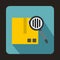 Cardboard box and magnifying glass icon