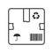 Cardboard Box Outline Flat Icon on White