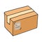 Cardboard box package illustration. Isolated closed package ready to ship
