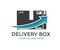 Cardboard box package moving transportation, Parcel delivery. Concept for fast delivery service logo design.