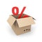 Cardboard box with percent sign