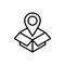 Cardboard box pointer location delivery icon thick line